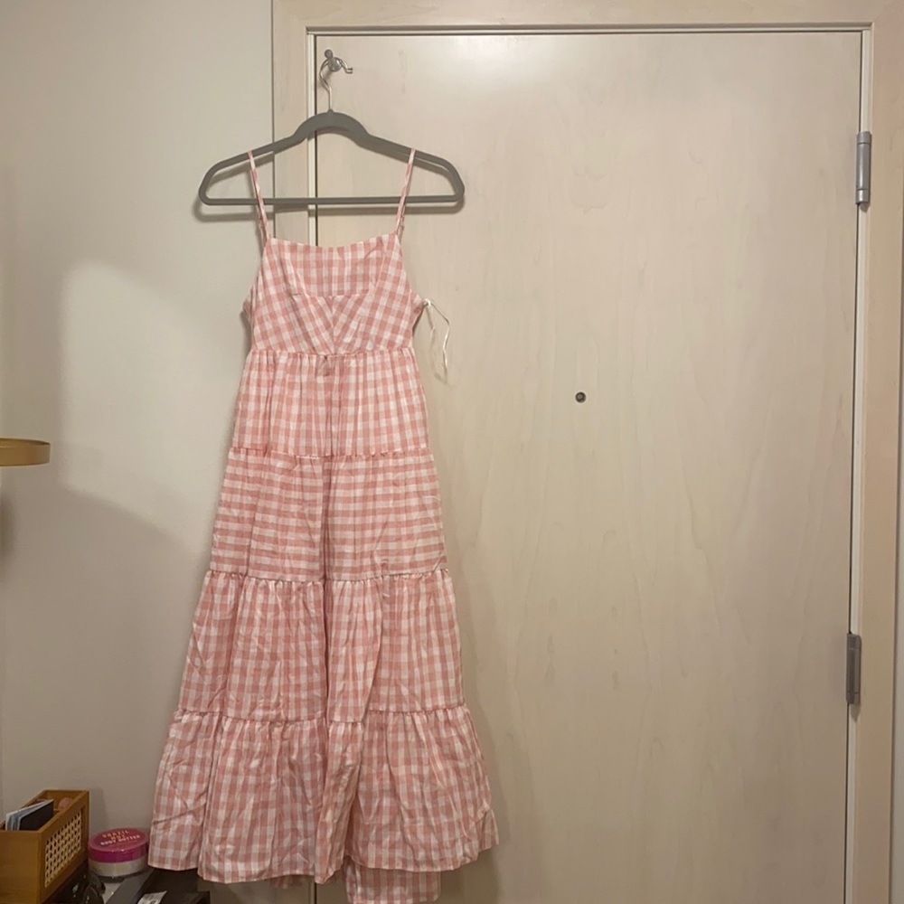 Petal and Pup Pink Gingham Midi